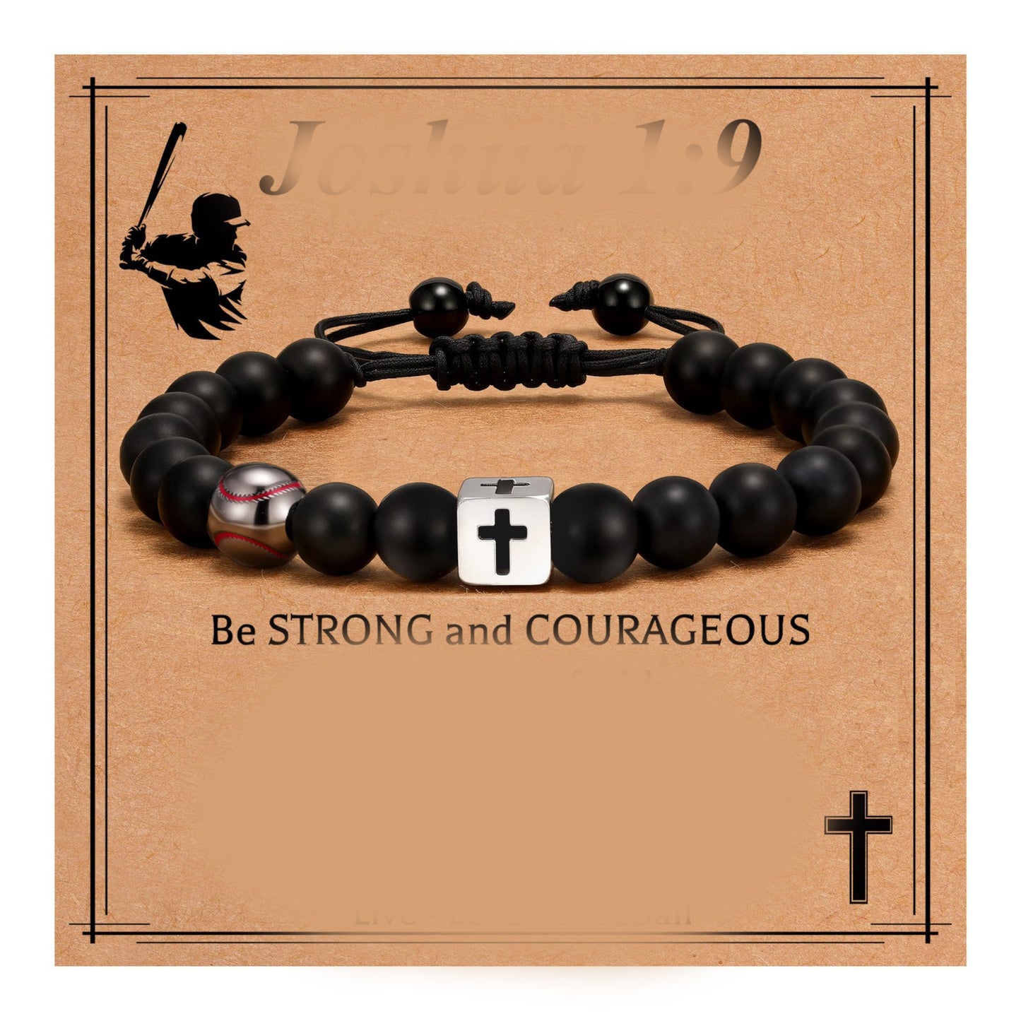 Sporty Matte Alloy Cross Geometric Beaded Bracelet Unisex