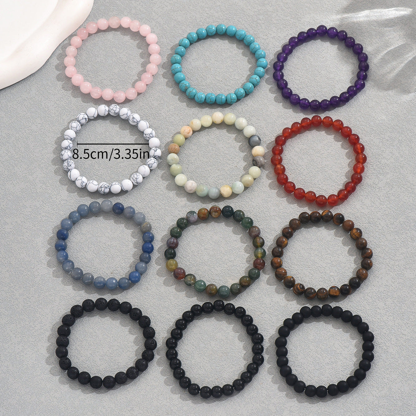 Conjunto de pulseras geométricas de piedra natural ensartadas a mano para mujer y hombre, accesorio de moda minimalista