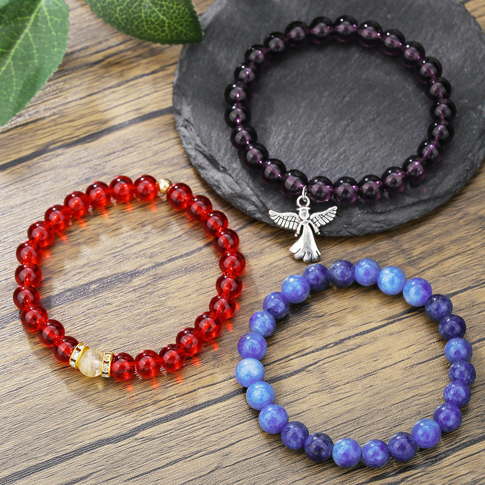 Bracciale in agata in stile ametista fatto a mano per donne e uomini, gioielli unisex alla moda da pendolare, regalo per madri, amici, coppie e souvenir di viaggio