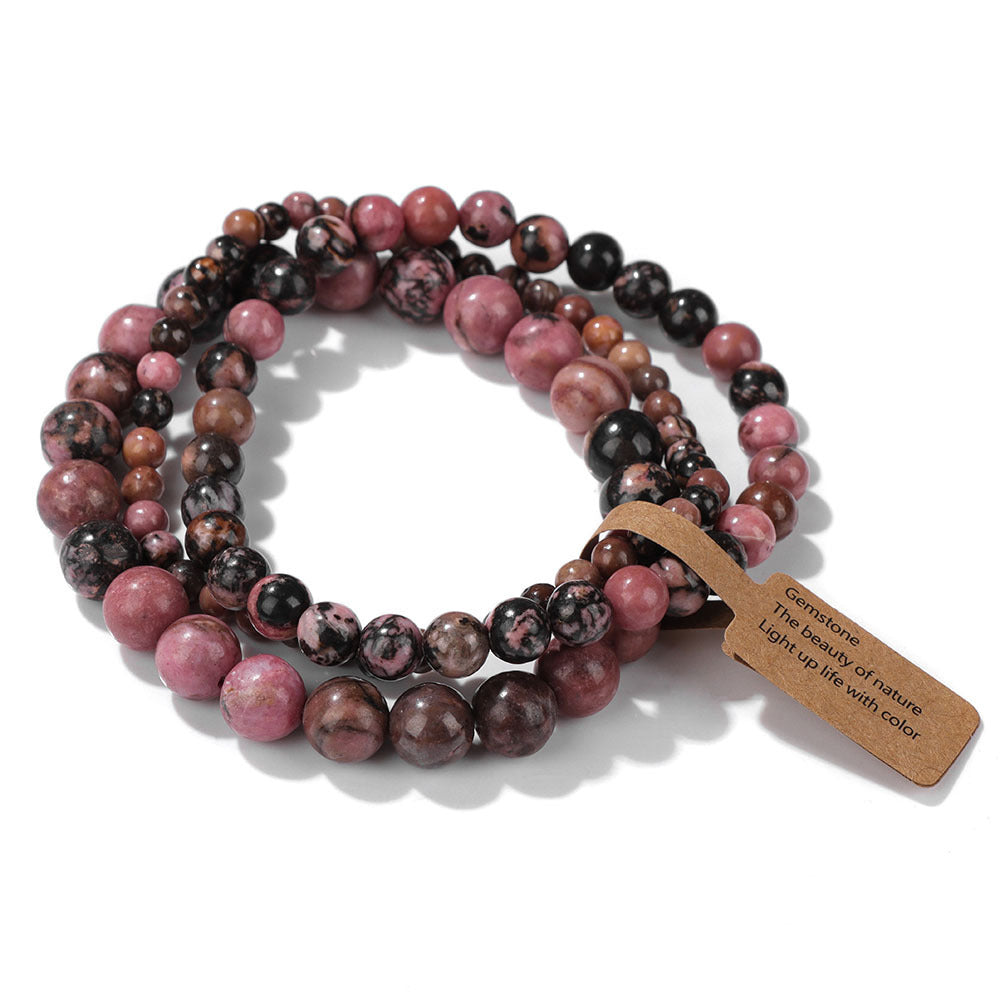 Vintage Minimalist Geometric Stone Beaded Stretch Bracelet Set Unisex Jewelry