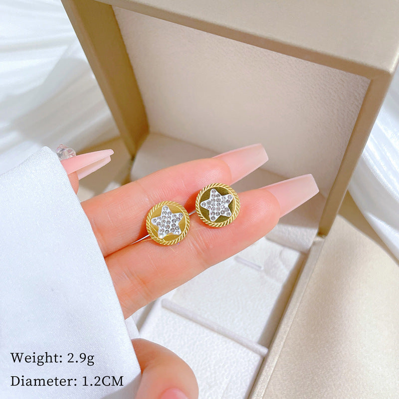 Minimalist Sweet Geometric Titanium Steel Plated Stud Earrings