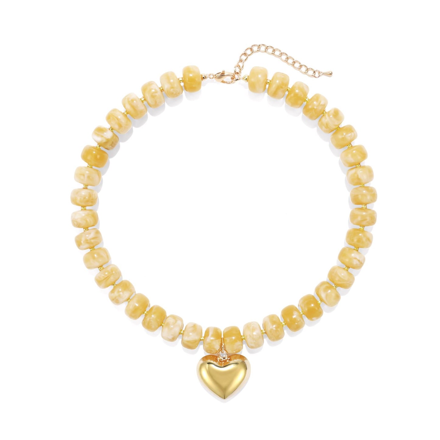Fashionable Geometric Heart Acrylic Beaded Necklace for Women Casual Daily Wear Cable Chain
