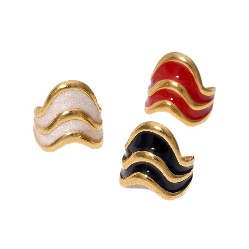 Minimalist French Luxury Adjustable Open Ring in Stainless Steel with 18K Gold Plating for Women