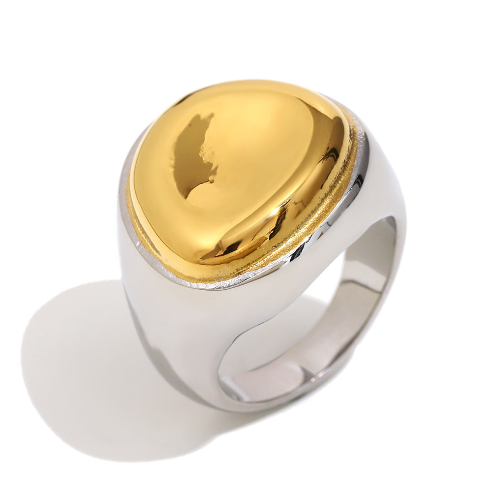 Anello Geometrico Minimalista in Acciaio Inossidabile con Placcatura in Oro 18K da Donna