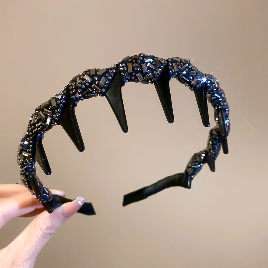 Elegante Cerchietto Ondulato per Donna con Strass in Acrilico, Design a Corona Alta, Accessorio di Moda Minimalista e Sofisticato