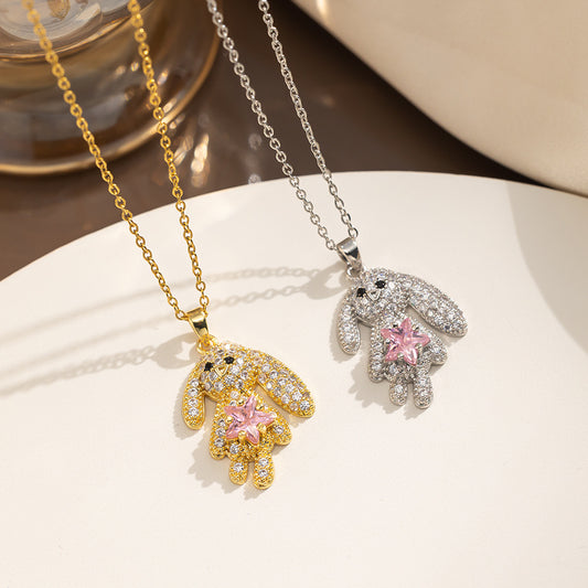 Collar de acero de titanio con colgante minimalista de corazón e incrustaciones de diamantes de imitación para mujer