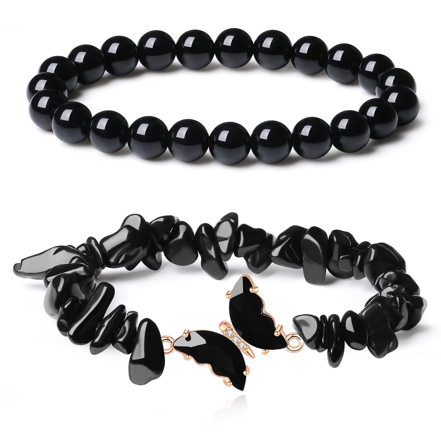Minimalist Butterfly Geometric Crystal Charm Bar Bracelet Set