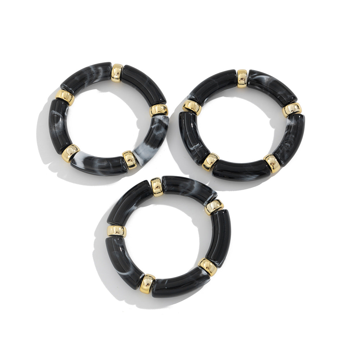 Gradient Geometric Acrylic Plated Bracelet Set with CCB Spacers