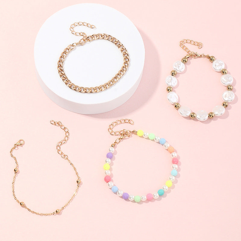 Braccialetto per bambine con graziose forme geometriche realizzato in resina plastica con finitura artigianale, accessorio stile principessa