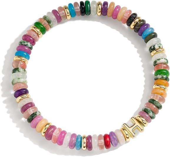 Bohemian Sweet Natural Gemstone Letter Beaded Bracelet for Women