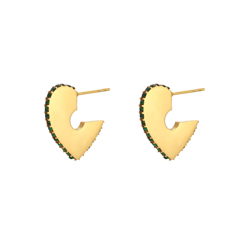 Minimalist Geometric Stainless Steel Hoop Earrings for Women with Polished Finish and Micro-Pave Detailing