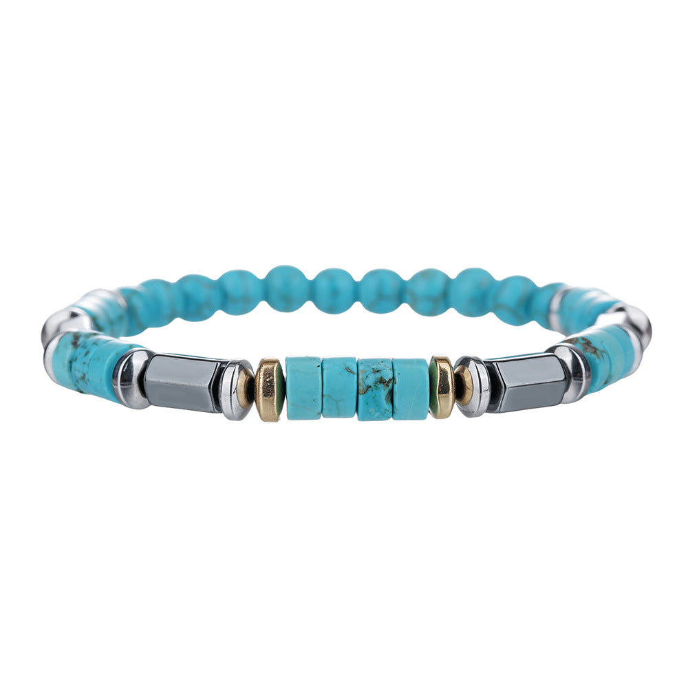 Geometric Turquoise Alloy Beaded Bracelet