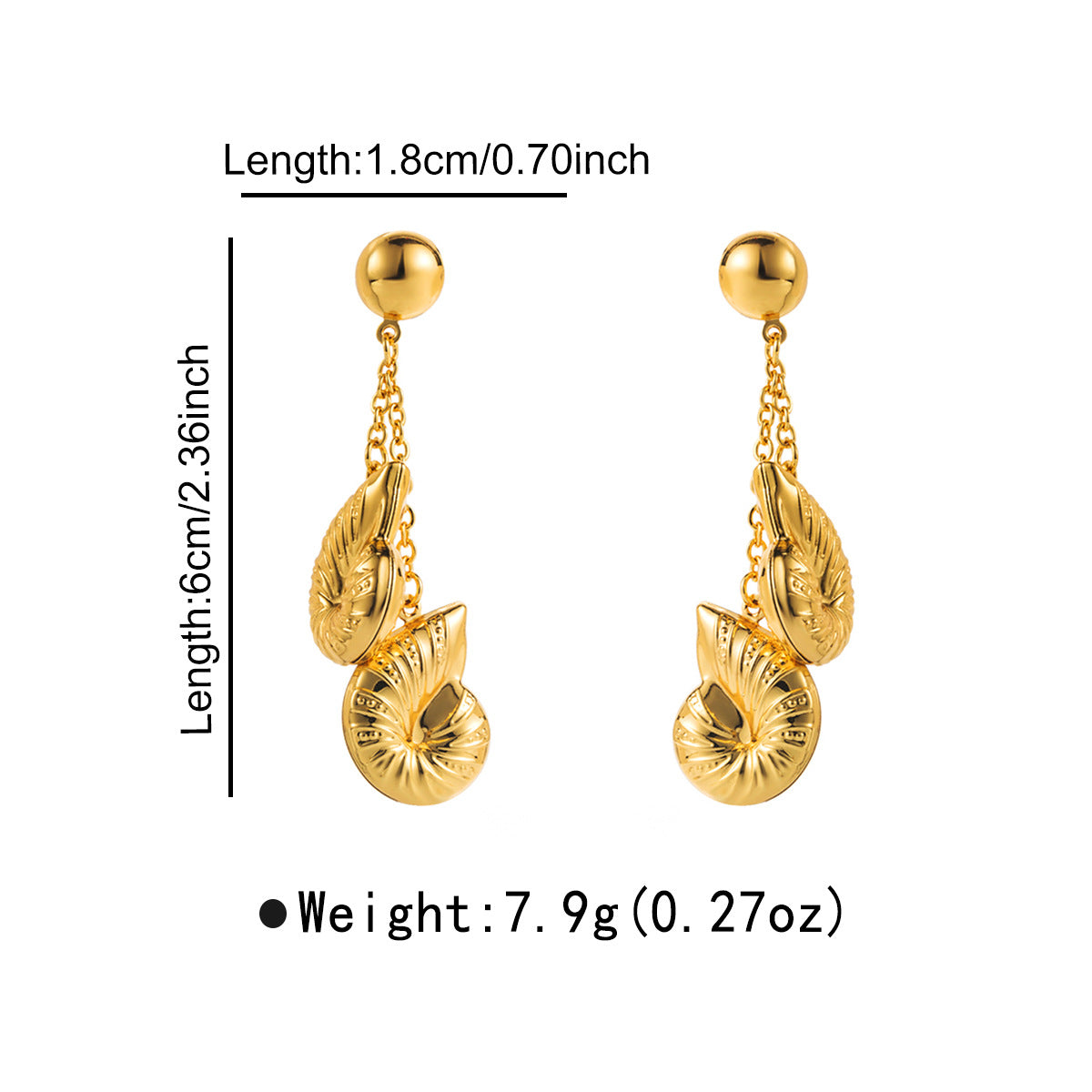 Eleganti orecchini a stella in acciaio inossidabile in stile vintage placcati oro da donna