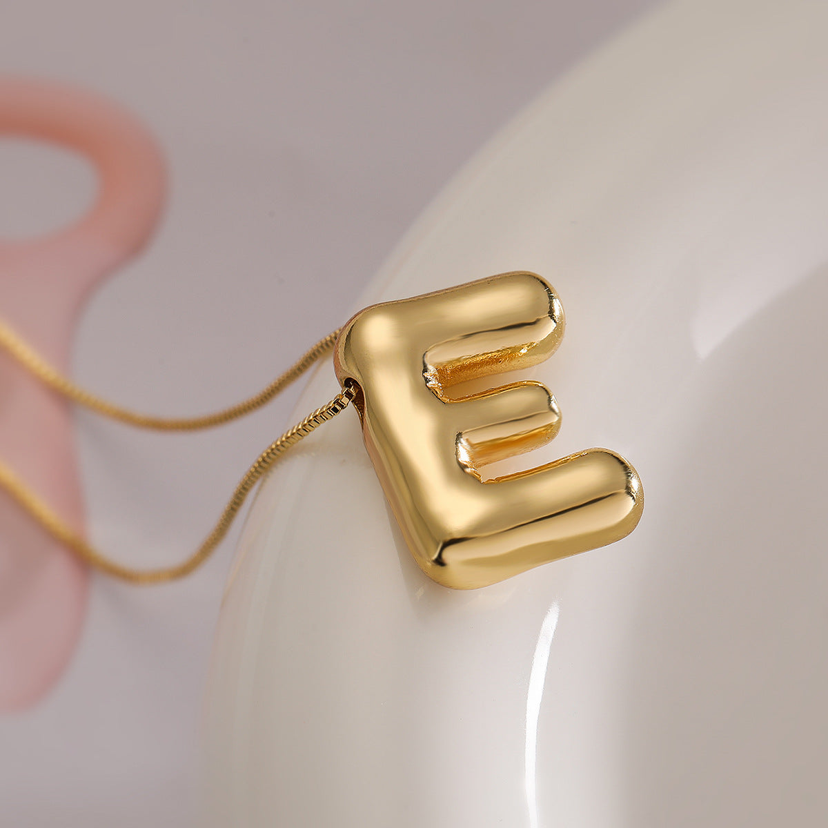 Minimalist Irregular Geometric Letter Balloon Pendant Necklace for Women