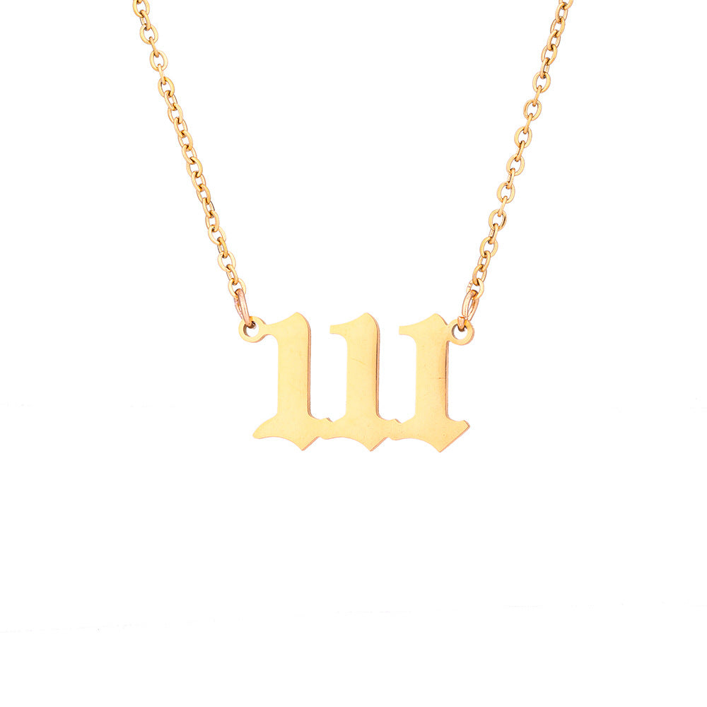 Collana con Ciondolo Numero Fortunato alla Moda per Donna in Acciaio Inossidabile e Acciaio al Titanio con Finitura Placcata Stile Catena Snake Design Numerico Minimalista