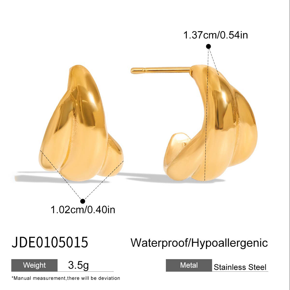 Pendientes de Aro Minimalistas Geométricos de Acero Inoxidable con Acabado Pulido para Mujer