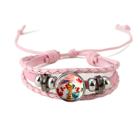 Pulsera de cuero chapado geométrico casual para hombre y mujer