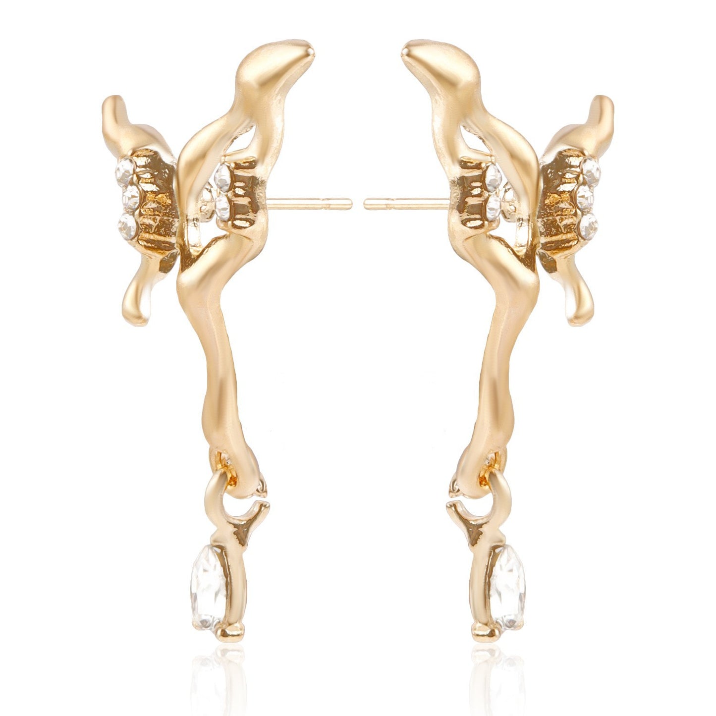 Geometric Bowknot Earrings for Women Alloy Electroplated Moon Motif Fashionable Everyday Ear Studs