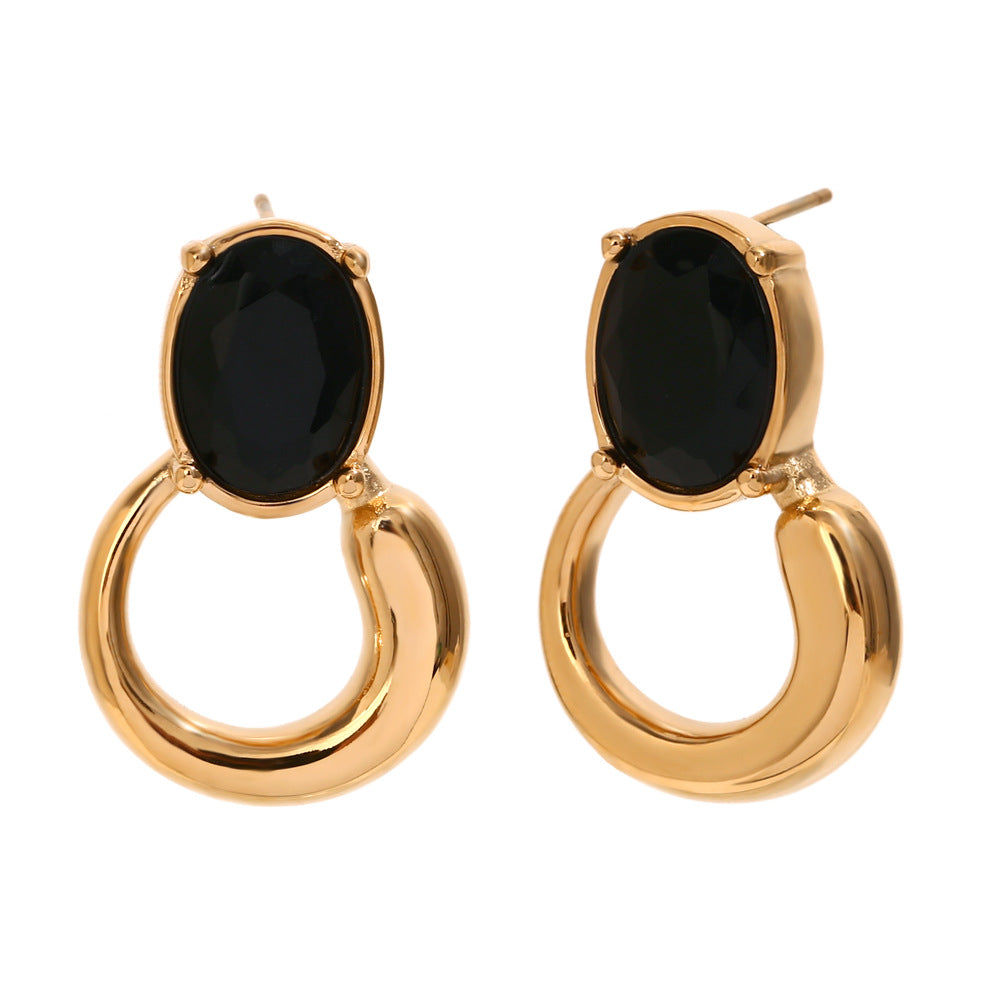 Orecchini minimalisti geometrici da donna in acciaio inossidabile placcato oro 18K con design a petalo plissettato irregolare