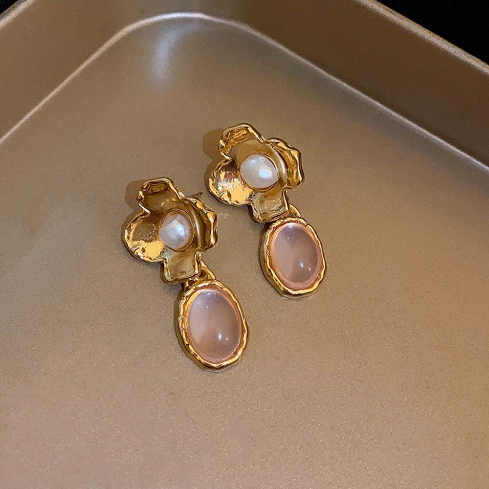Vintage-Style Dripping Water Drop and Geometric Earrings in Alloy with Rhinestone Inlay for Women