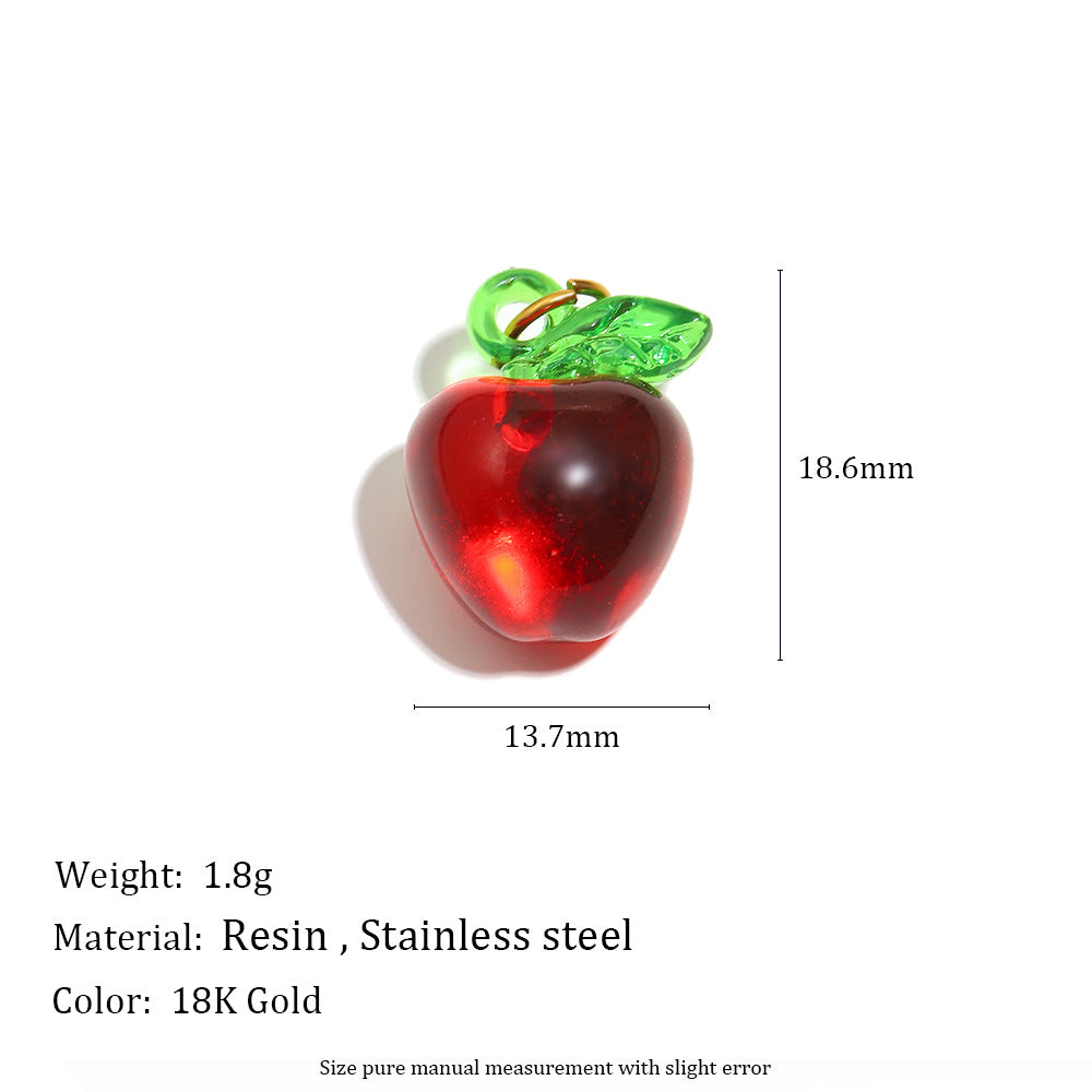 Elegant 18K Gold Plated Stainless Steel Butterfly Flower Fruit Cubic Zirconia Charm Bar Pendant