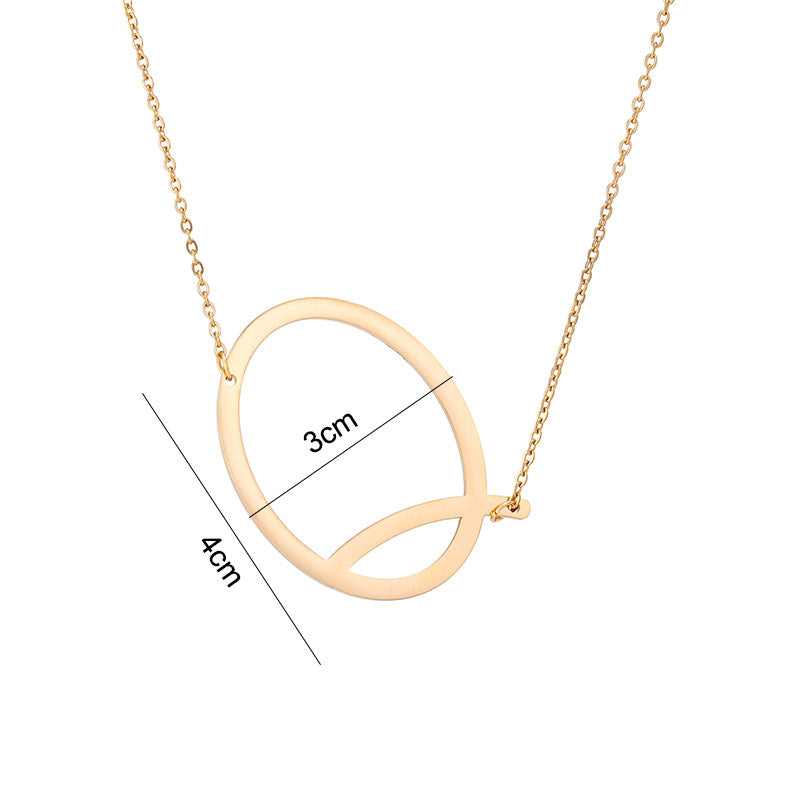 Collar Minimalista con Dije de Letra Chapado en Acero de Titanio para Mujer con Cadena de Eslabones Ajustable