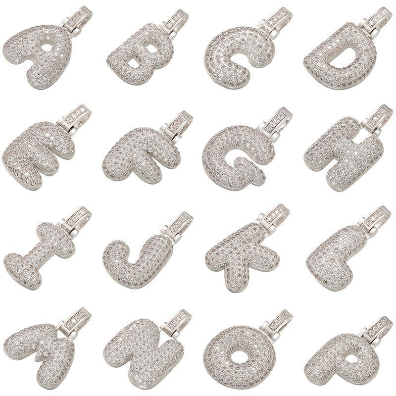 Hip-hop Sweet Micro Inlay Cubic Zirconia Letter Brass Pendant Charm Bar