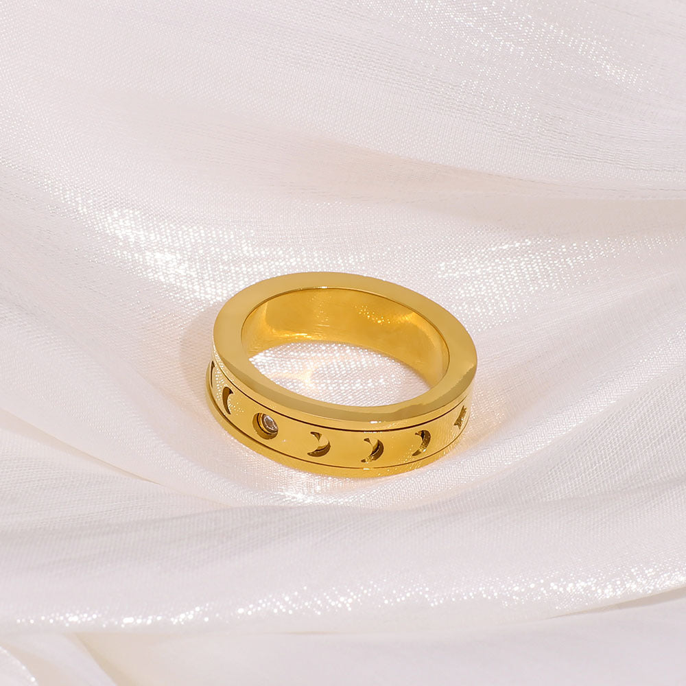 Minimalist Geometric Stainless Steel Ring with 18K Gold Plating for Women and Men