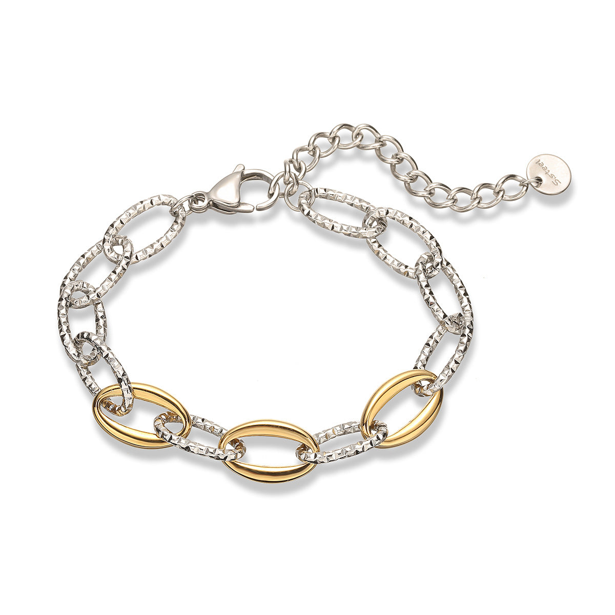 Minimalist Irregular Shape Stainless Steel Bracelet for Women with 18K Gold Plating