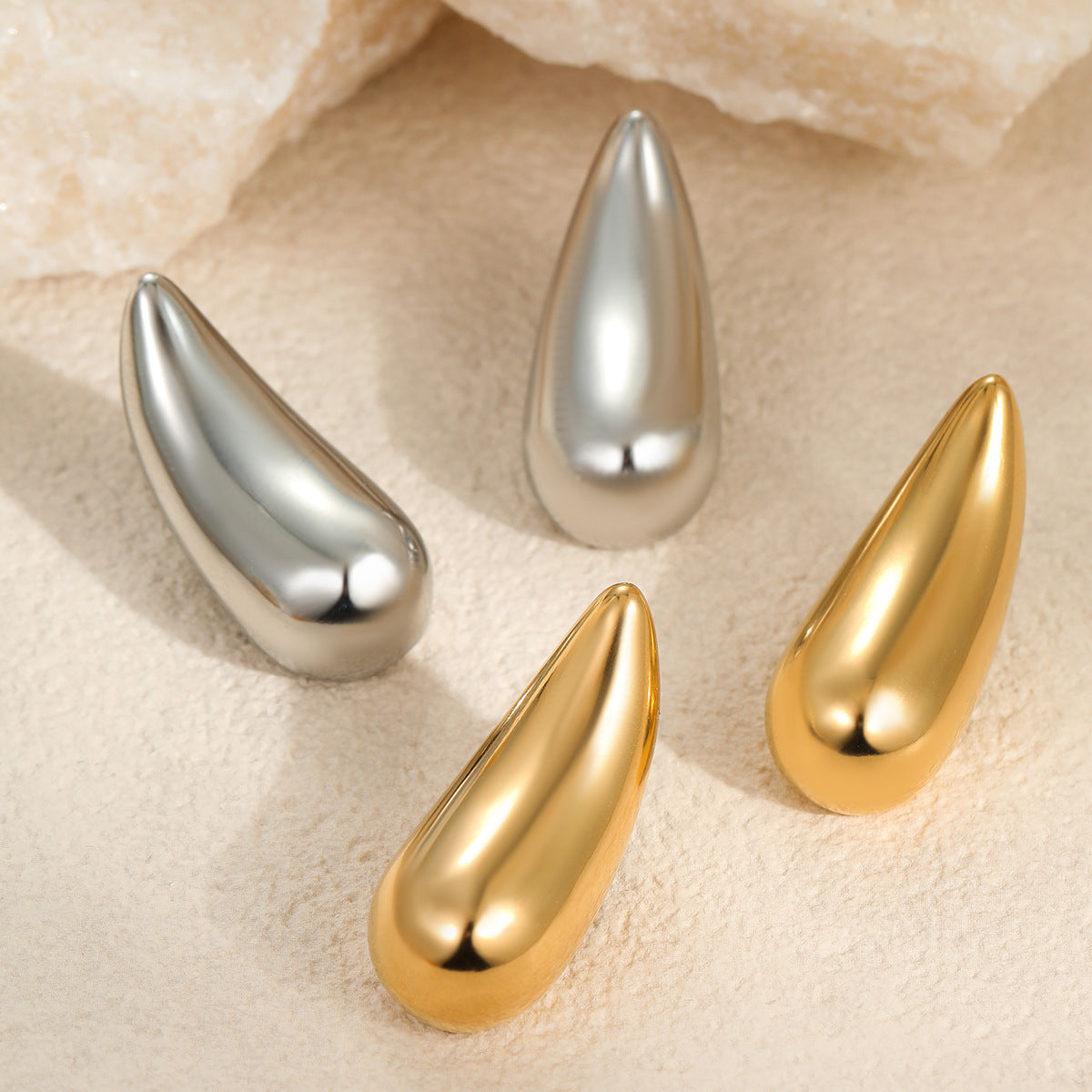 Orecchini da donna in acciaio inossidabile a forma geometrica irregolare con placcatura in oro 18K, stile industriale vintage