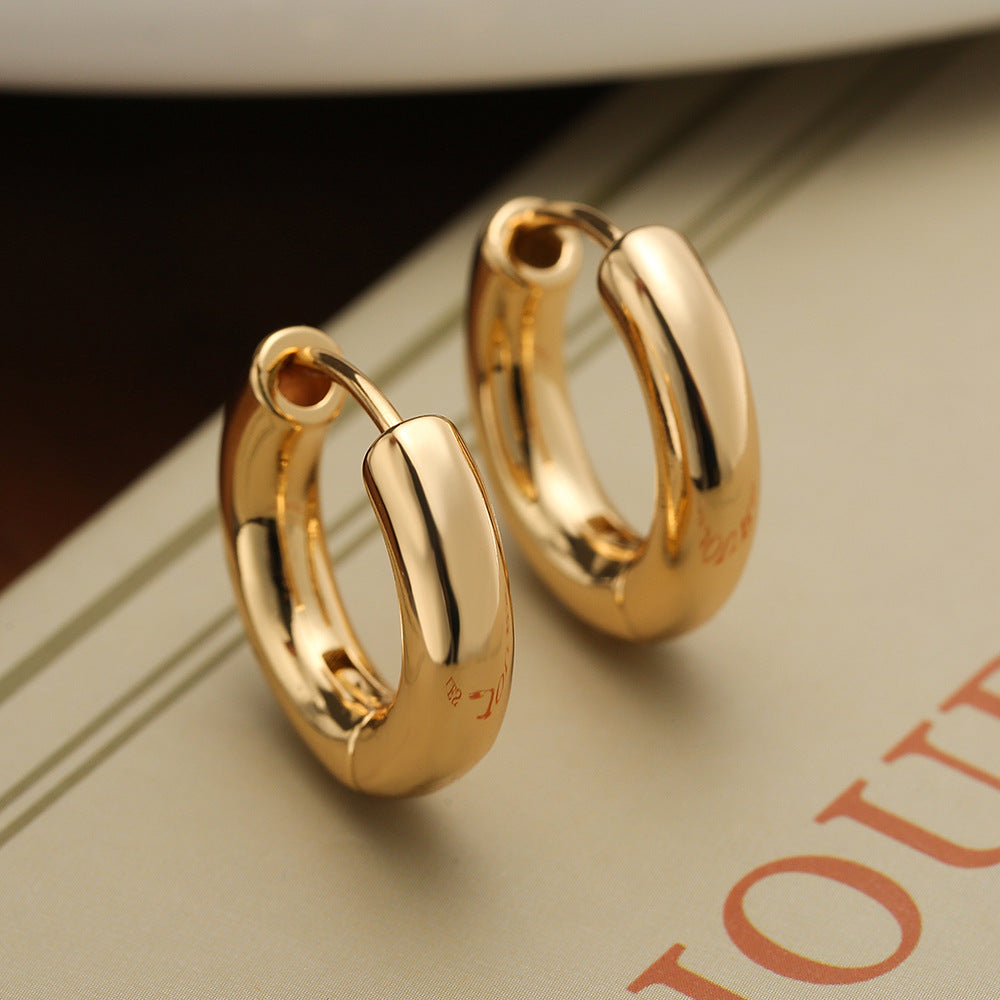 Minimalist Geometric Copper Earrings with Gold Plating for Women Small Hoop Style Vintage-Inspired Fashion Ear Rings