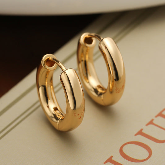 Orecchini da donna geometrici minimalisti in rame con placcatura in oro, stile cerchio piccolo, ispirati al vintage