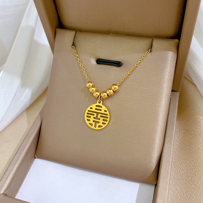 Geometric Minimalist Titanium Steel Pendant Necklace for Women and Men with Irregular Chain