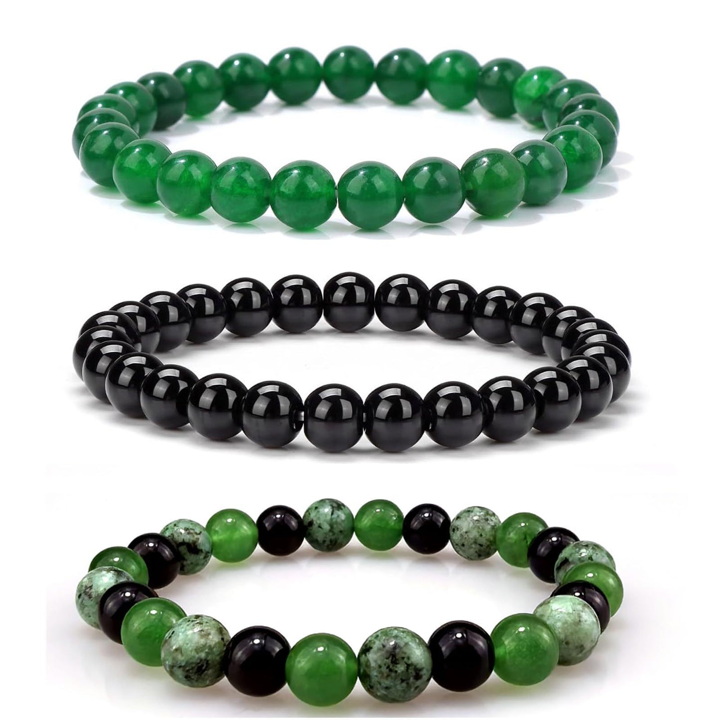 Minimalist Natural Stone Round Beaded Bracelet Set Unisex Handmade Jewelry