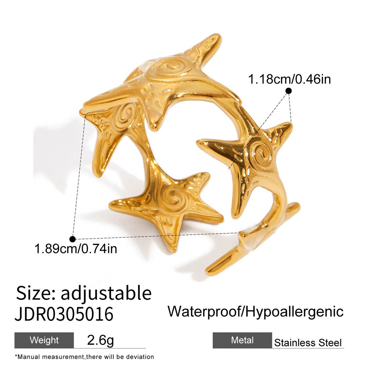 Anello da donna in acciaio al titanio con motivo a conchiglia, ispirato all'oceano, accessorio di moda in acciaio inossidabile galvanizzato