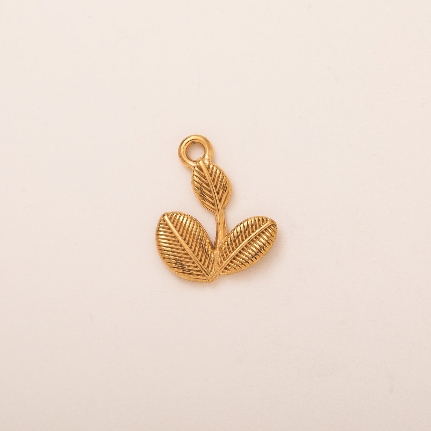 Vintage 18K Gold Plated Stainless Steel Plant Pendant Charm Bar with Adjustable Chain
