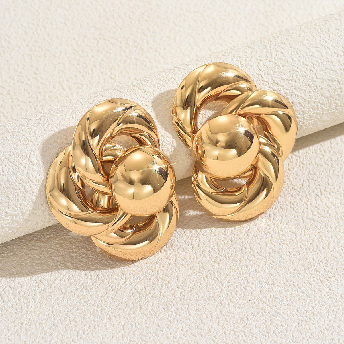 Minimalist Geometric Twist Hoop Earrings in Zinc Alloy with Electroplated Finish for Women