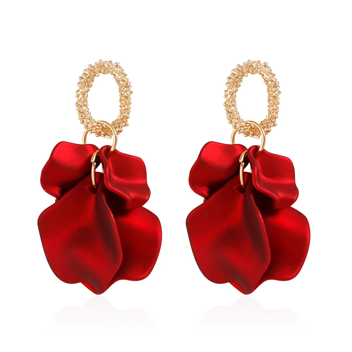 Vintage Floral Geometric Zinc Alloy Stud Earrings for Women with Plated Finish and Soft Garden-Inspired Design