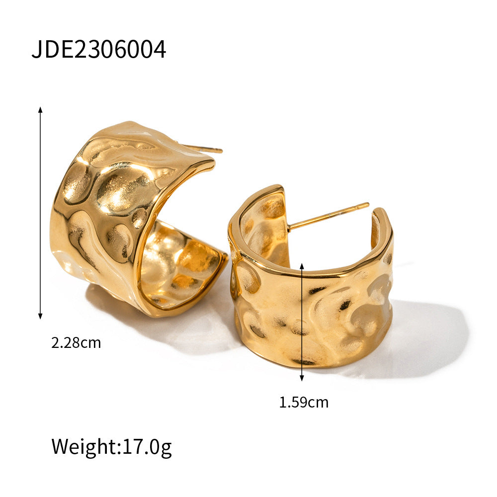 Minimalist Geometric Stainless Steel Ear Studs with 18K Gold Plating for Women