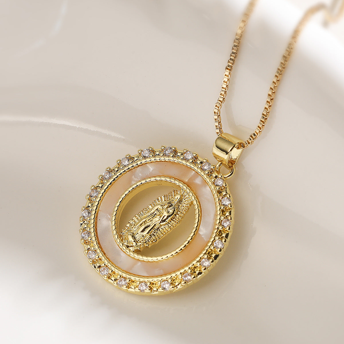 Minimalist Geometric 18K Gold Plated Brass Cubic Zirconia Pendant Necklace for Women