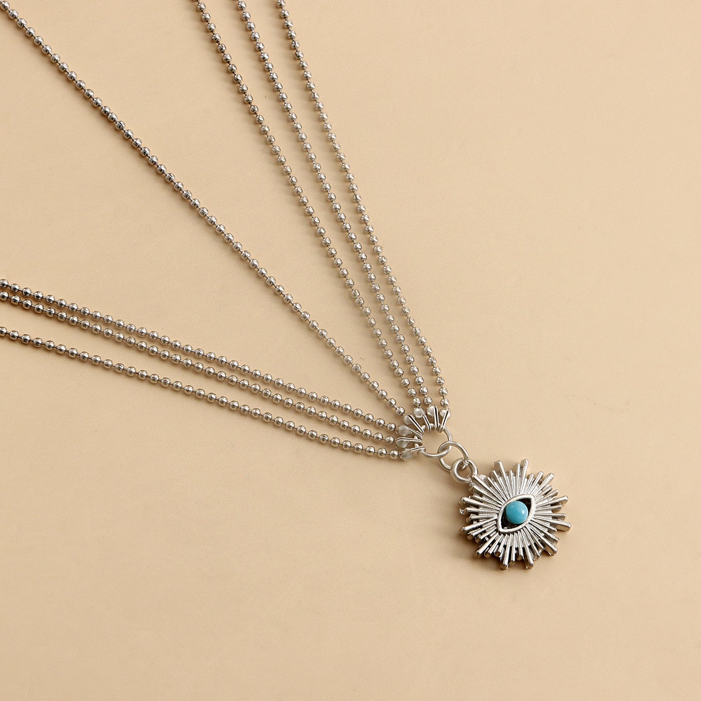 Geometric Evil Eye Anklet for Women Made of Alloy with Stretch Band Design