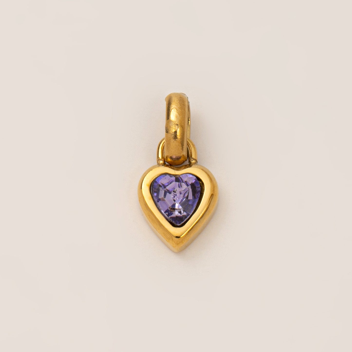 Minimalist Heart Letter Titanium Steel Plated Gemstone Pendant Charm Bar for Women