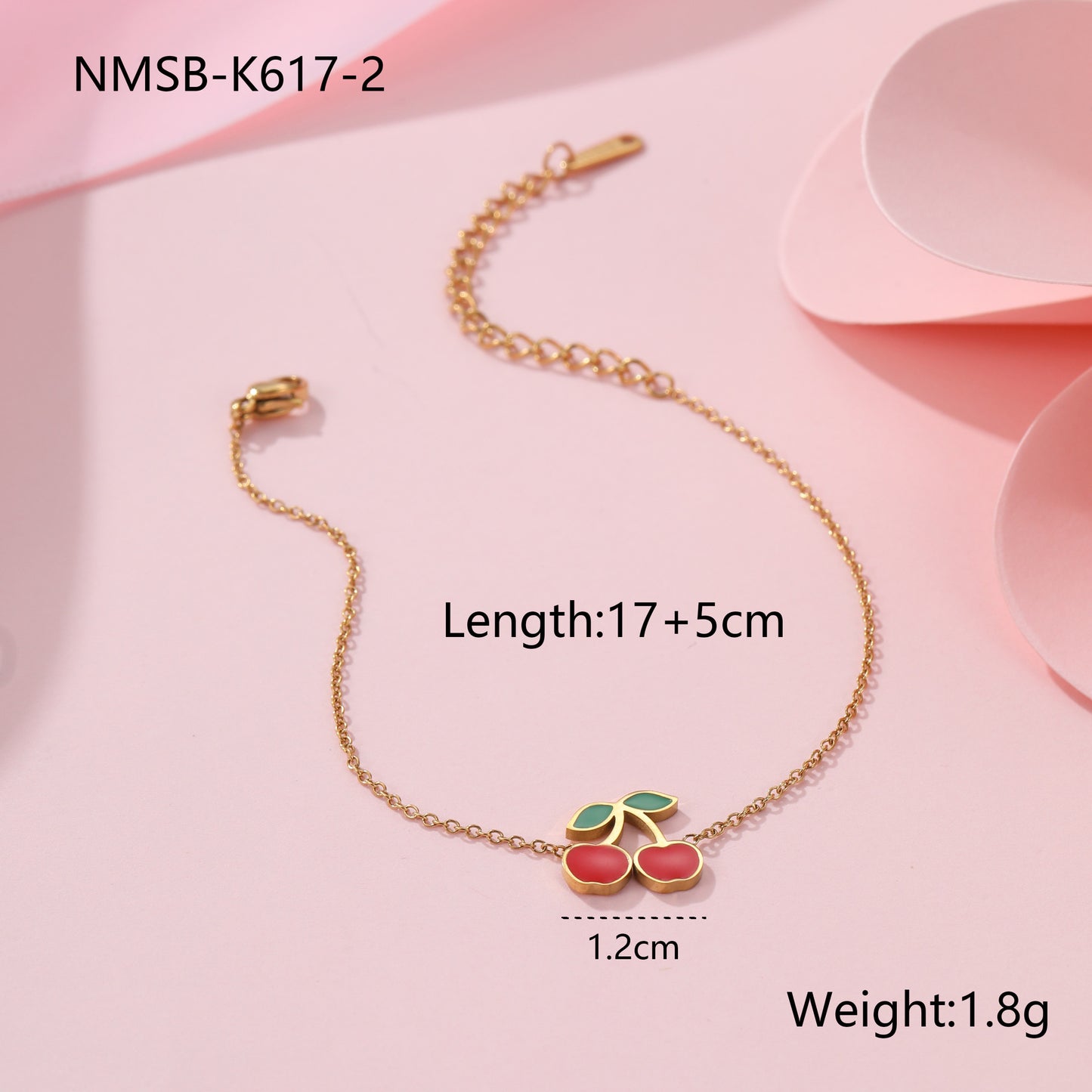 Collar de acero inoxidable con colgante de cereza a la moda y acabado chapado para mujer
