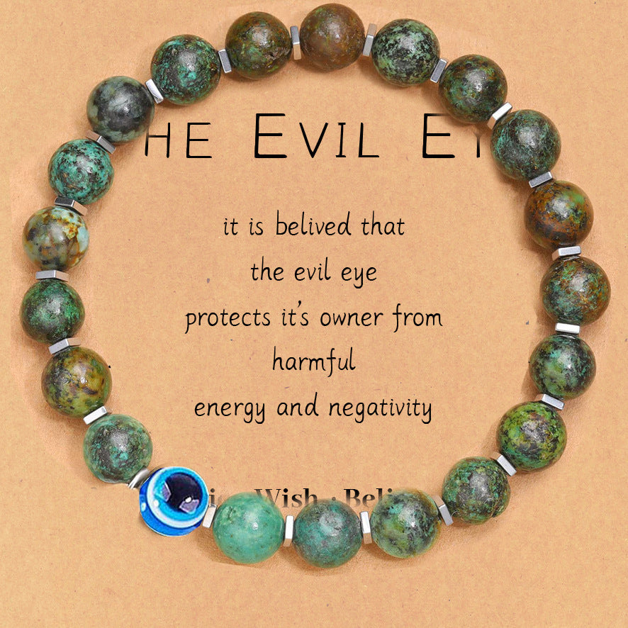 Minimalist Business Round Geometric Agate Crystal Evil Eye Bracelet Unisex Handmade Jewelry