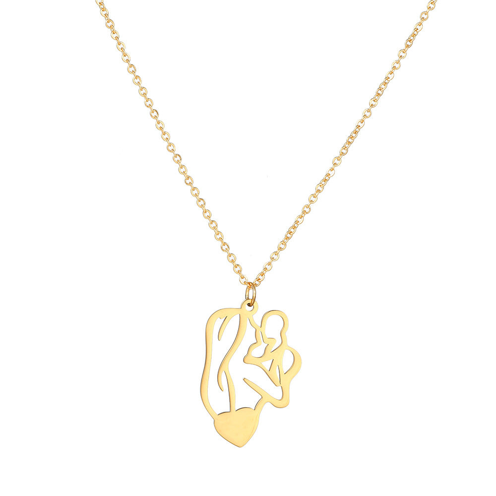 Geometric Gold Plated Stainless Steel Pendant Necklace with Snake Chain for Women