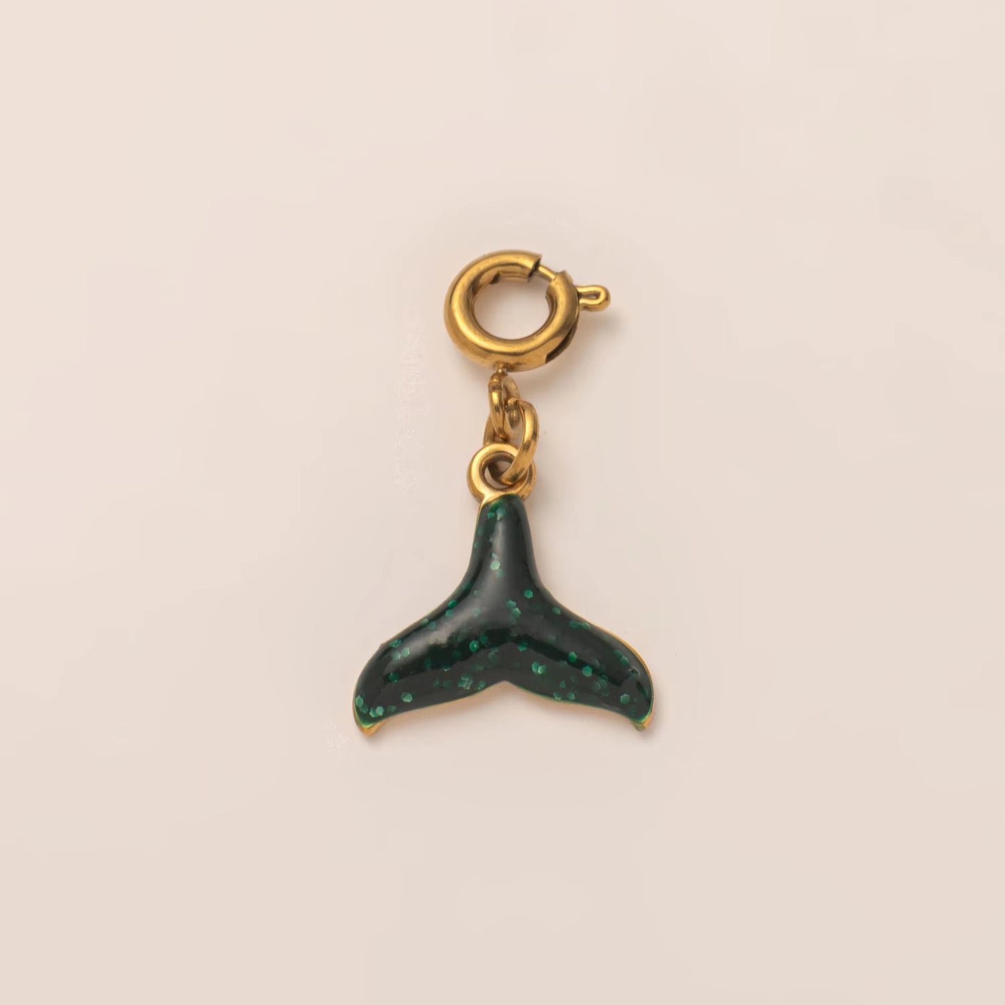 Vintage 18K Gold Plated Stainless Steel Mermaid Tail Charm Bar for Women