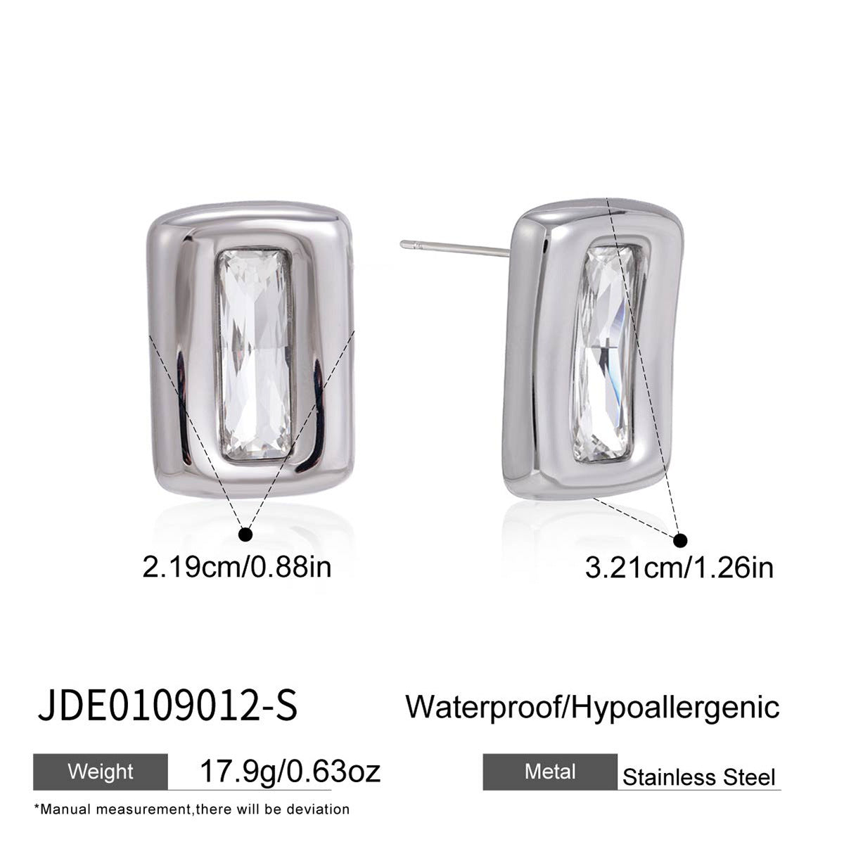 Minimalist Luxury Geometric Square Titanium Steel PVD Plated Earrings for Women