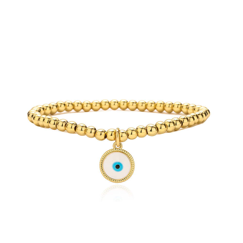 Bracciale a pendente Geometric Demon Eye da donna con perline in rame e finitura smaltata