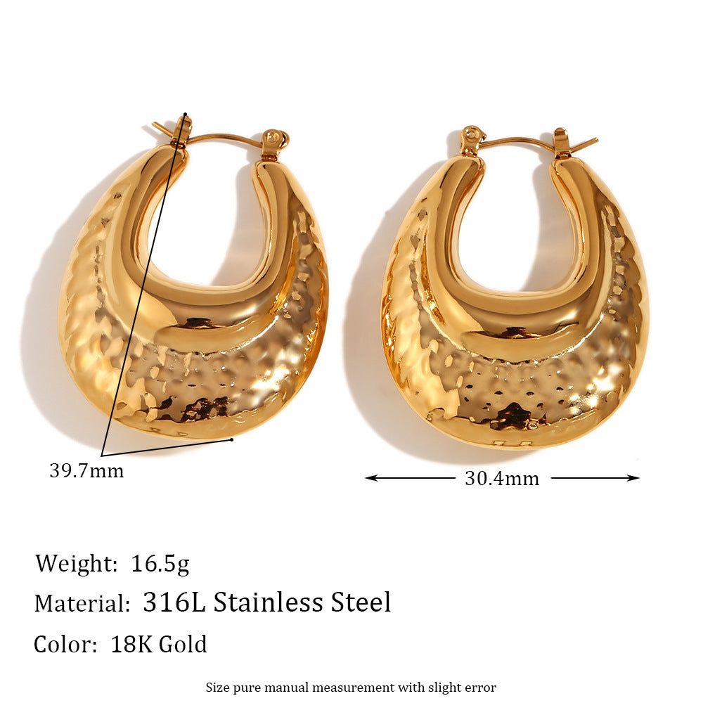 Fashionable Minimalist Geometric Hoop Earrings for Women Stainless Steel with 18K Gold Plating