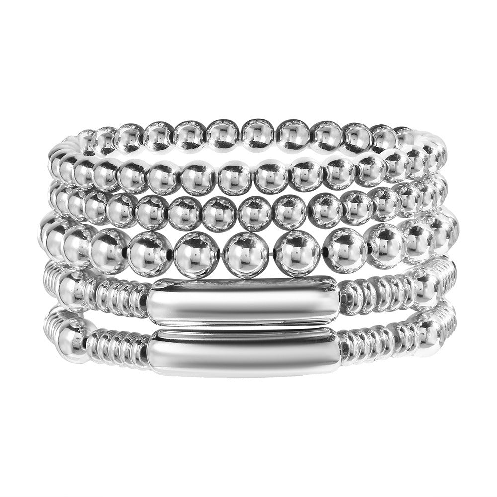 Geometric CCB Beaded Bamboo Bracelet Set for Women
